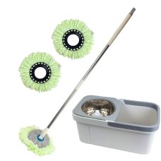 Швабра для миття підлоги 119 см Clear Dirt з відром телескопічна ручка автоматичний віджим сірий