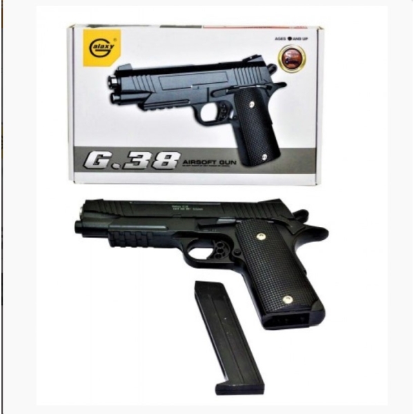 / G38 Страйкбольний пістолет Galaxy Colt металевий пружинний чорний new