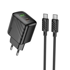 Зарядний пристрій з кабелем Type-C+USB/Type-C 1 м HOCO CS25A Rico 20 W 5 V 3 A чорний