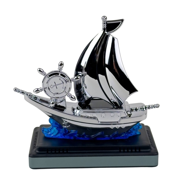 Ароматизатор для авто багаторазовий Кораблик Vert-16 13.5 см сонячна батарея сріблястий