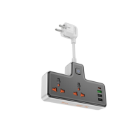 Мережевий фільтр-подовжувач 2 розетки HOCO AC12A 3хUSB/Type C 10 А 0.85 м чорний