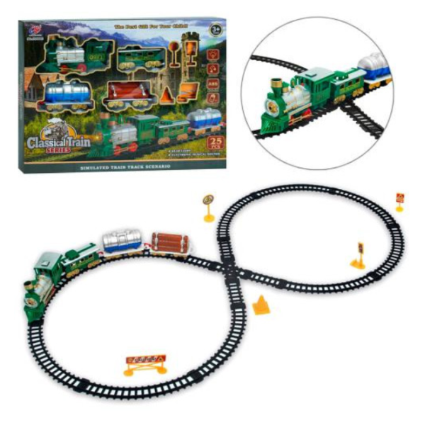 Залізниця JHX6681 (18шт) локомотив 16 см, 2 вагони, 90см new