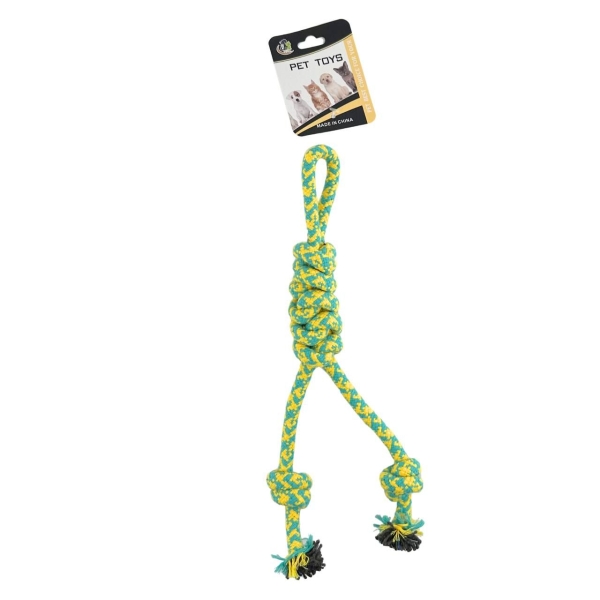 Жувальна іграшка для собак Канат 648 32 см жовтий з блакитним
