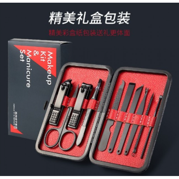 / Манікюрний набір інструментів, з 10 предметів, для дому, у чорному футлярі new