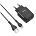 Зарядний пристрій з кабелем USB/microUSB 1 м HOCO C72Q 18 W 3 А чорний