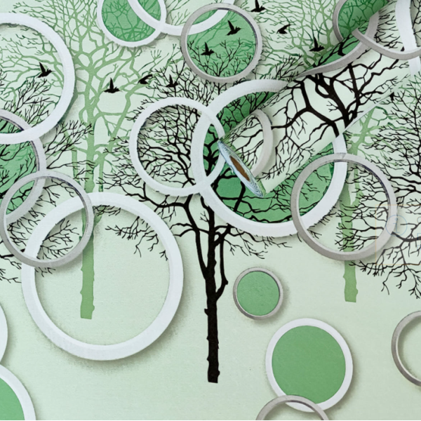 Плівка самоклеюча на паперовій основі 0,45х10м х 0,07мм Чорні та зелені дерева SW-00002440 new