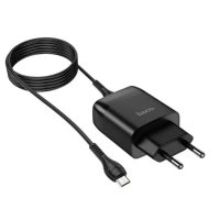Зарядний пристрій з кабелем USB/microUSB 1 м HOCO C72Q 18 W 3 А чорний