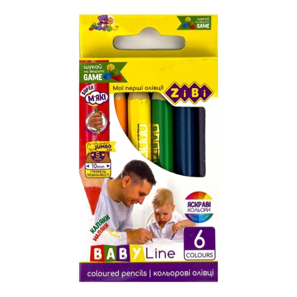 Олівці кольорові 6 шт ZiBi ZB2450 JUMBO 6 кольорів