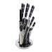 Набір ножів з підставкою 9 предметів UN-99 нержавіюча сталь чорний зі сріблястим