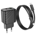 Зарядний пристрій з кабелем Type-C+USB/Apple Lightning 1 м HOCO CS23A Sunlight 30 W 12 V 2.5 А чорний