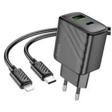 Зарядний пристрій з кабелем Type-C+USB/Apple Lightning 1 м HOCO CS23A Sunlight 30 W 12 V 2.5 А чорний