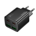 Зарядний блок живлення 2хUSB+2xType-C HOCO N55 20 W 12 V 1.6 A чорний