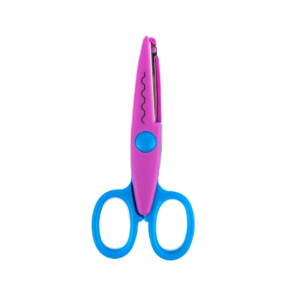 Ножиці дитячі 14 см фігурні безпечні фіолетовий з блакитним