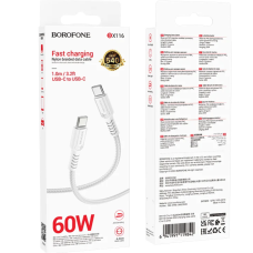 Кабель BOROFONE BX116 Certain 60W charging data cable C to C White new