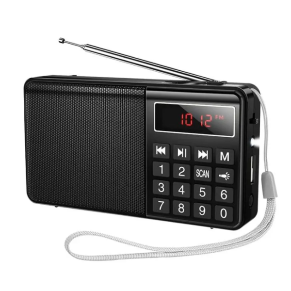 Радіоприймач Hoco HI50 Portable MP3 з акумулятором та ліхтариком чорний
