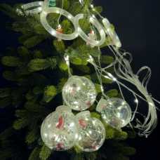 Світлодіодна гірлянда-завіса прозорий дріт Круги та кулі 10 LED Magic Lights 3 х 0.6 м білий