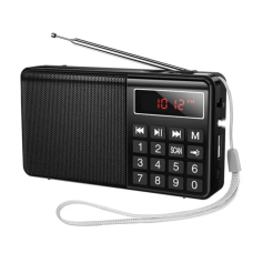 Радіоприймач Hoco HI50 Portable MP3 з акумулятором та ліхтариком чорний