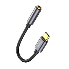 Перехідник Type-C M/3.5 мм AUX F 10 см Baseus L54 чорний зі сріблястим
