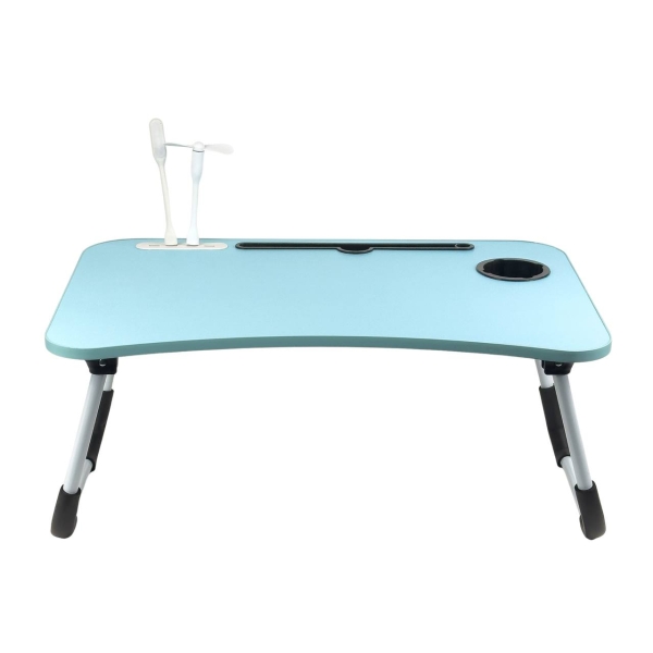 Столик-підставка для ноутбука USB з ліхтариком та вентилятором 60 х 40 х 26 см блакитний