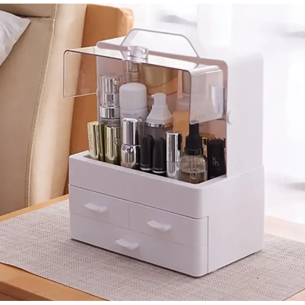 Пластиковий настільний органайзер для косметики з висувними ящиками Cosmetic Storage Box 22х13.5х25.5 см new