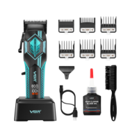Бездротова машинка для стрижки волосся VGR V-119 USB з дисплеєм 6 насадок чорний з зеленим