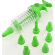 / Шприц кондитерський Fissman "Кулінарний декоратор" 8 насадок, 27см, зелений