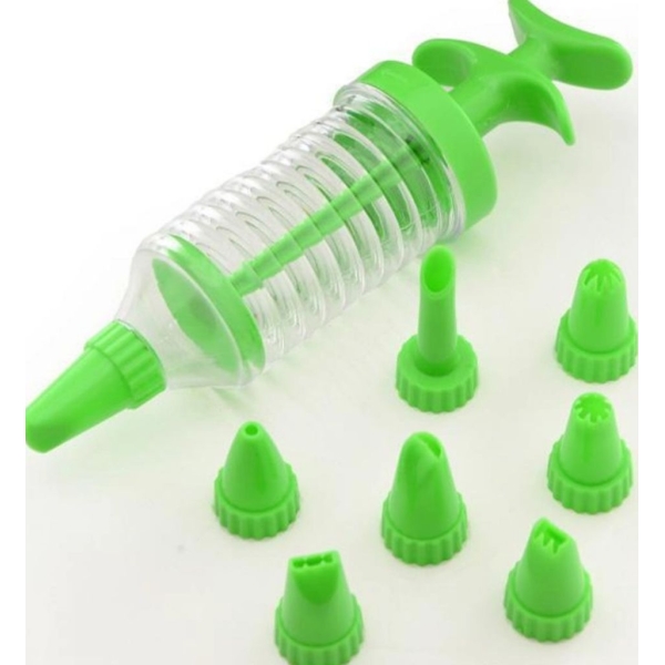 / Шприц кондитерський Fissman "Кулінарний декоратор" 8 насадок, 27см, зелений