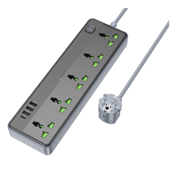Мережевий подовжувач BOROFONE BAC4A Lord 5 position socket(1C3A)(EU) Black new