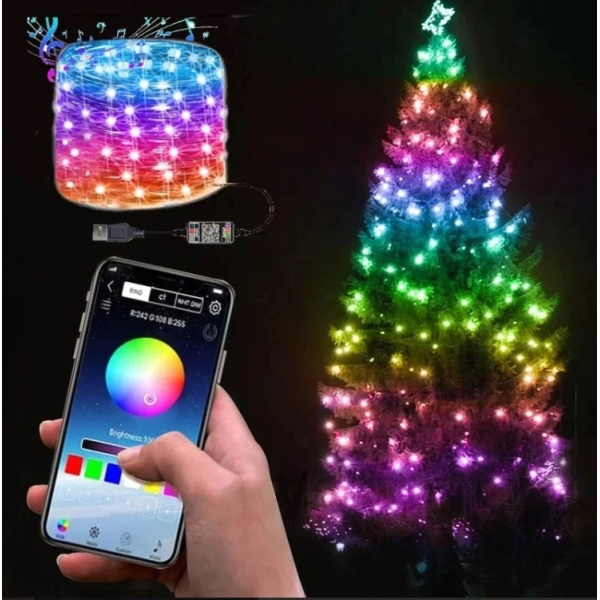 / Світлодіодна гірлянда-нитка для ялинки Smart 100 LED Euro Led RGB 10 м