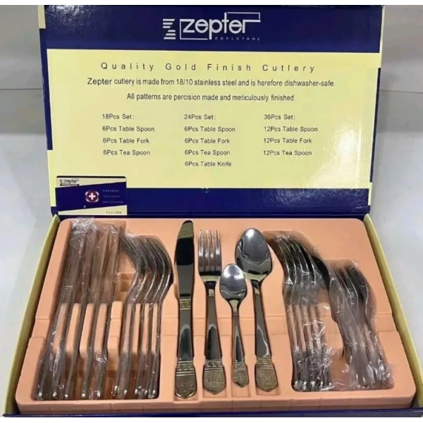 / Набір посуду на 6 персон Zepter ZP1001, 24 предмети з нержавіючої сталі, сріблястий