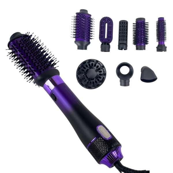 Стайлер багатофункційний фен-щітка VGR V-488 8в1 1100 Вт чорний з фіолетовим
