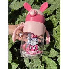 Пляшка для води дитяча Empire EM-3506 Мульті з трубочкою та ремінцем 500 мл рожевий new