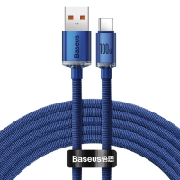 Кабель USB/Type-C 2 м Baseus Crystal Shine 100 Вт синій
