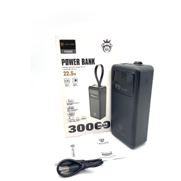 / Power bank LENYES PX321D 30000mAh 22.5W+QUICK CHARGE+PD (реальная емкость) new