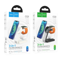 Бездротовий ЗП HOCO CQ3 Motorcycle folding 3-in-1 magnetic wireless fast charger Black new