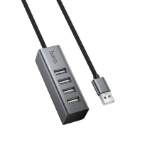 USB-хаб зовнішній 4 порти HOCO HB1A 1 м сірий