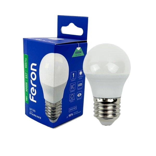 Лампа світлодіодна LED Feron LB-745 E27 6W 4000K 520Lm нейтральний білий