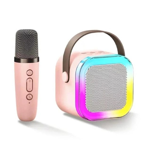 Колонка портативна з мікрофоном Mini K1 Bluetooth LED рожевий