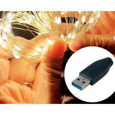 / Світлодіодна гірлянда-нитка прозорий дріт 50 LED Magic Lights USB 5 м білий