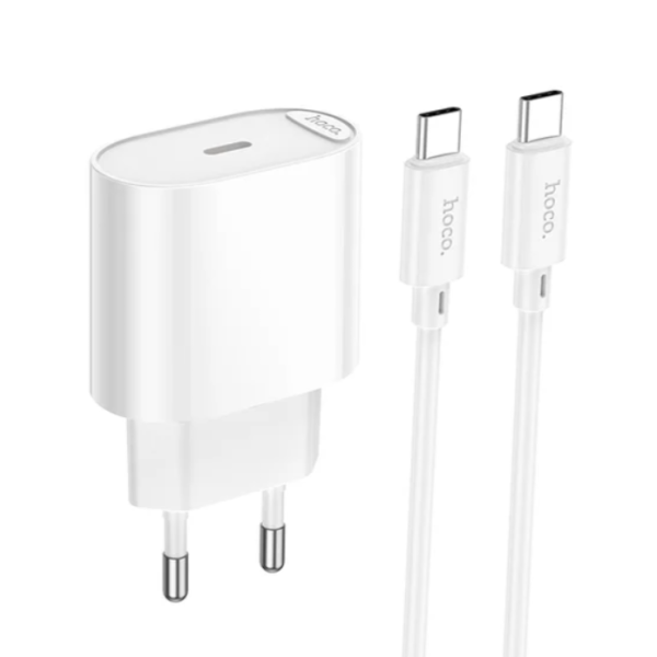 Мережевий зарядний пристрій з кабелем HOCO C109A(PD20W) Fighter single port PD20W charger set(C to C) White new