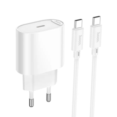 Мережевий зарядний пристрій з кабелем HOCO C109A(PD20W) Fighter single port PD20W charger set(C to C) White new