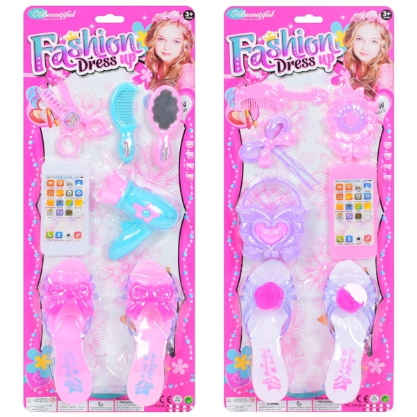 / Набір аксесуарів 8938С 7 предметів, туфлі, фен, гребінець, на листі