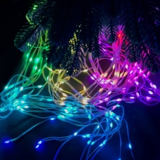Світлодіодна гірлянда-завіса прозорий дріт 200 LED SFK-05 Bluetooth USB з пультом крапля 3 х 2 м мульти
