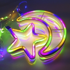 / Світлодіодна гірлянда-бахрома "Зірка та місяць" 3 м х 0.7 м Magic Lights мульти