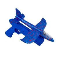 Іграшковий літак TD202375 з пусковим пістолетом світлові ефекти пінопласт 23 см блакитний