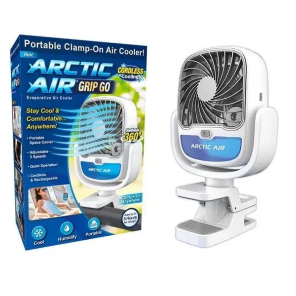 Вентилятор портативний Arctic Cool Fan LY-594 LED зі зволожувачем на прищіпці діаметр 10 см білий