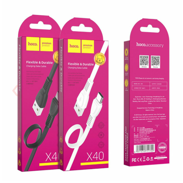 / Кабель HOCO X40 USB to Type-C 3A, 1m, TPE, TPE connectors, Black new