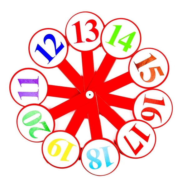 Віяло цифр від 1 до 20 Люкс Колор двостороннє червоний