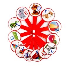 Віяло букв навчальне англійська мова з картинками червоний