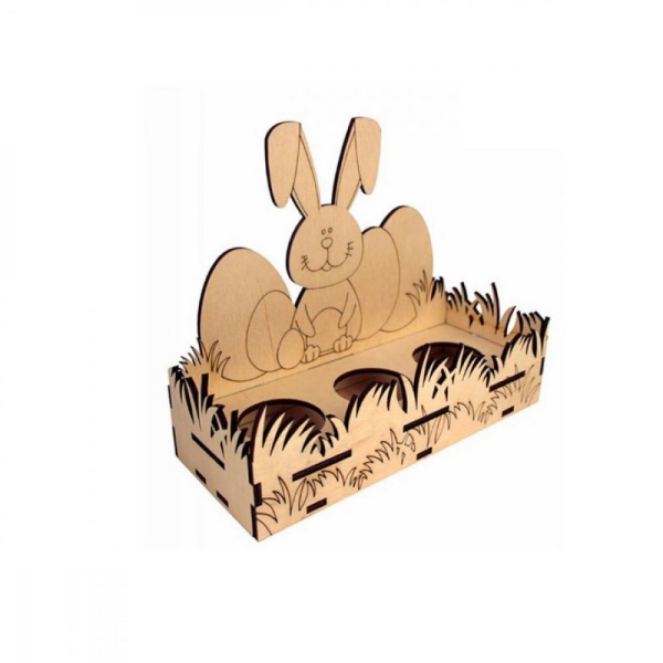 / Декор пасхальный "Rosa Talent" 2806079 "Зайчик" 18,6х15х7,6см фанера 3яйца **